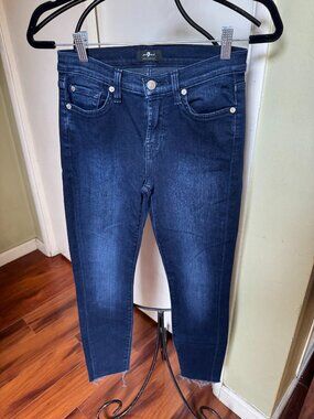 7FOR ALL MANKIND JEANS SIZE 26 NW STRETCH STRAIGHT RAW HEM